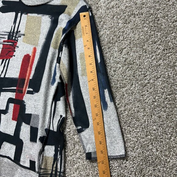 Jess & Jane Womens Sz Small Abstract Graphic Print 3/4 Sleeve Top S Made In USA - Picture 7 of 8